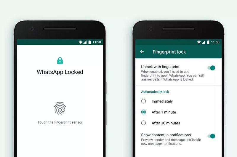 Whatsapp fingerprint unlock
